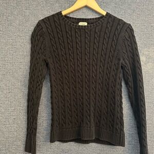L.L. Bean Women's Black Cotton Cable Knit Sweater Size M